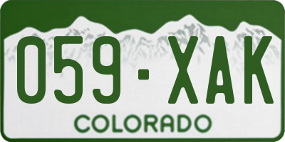 CO license plate 059XAK