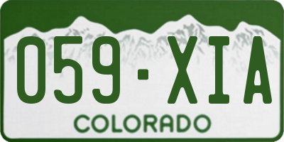 CO license plate 059XIA