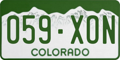 CO license plate 059XON