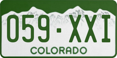 CO license plate 059XXI