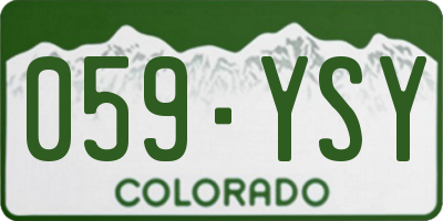 CO license plate 059YSY