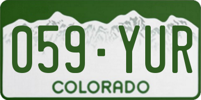 CO license plate 059YUR