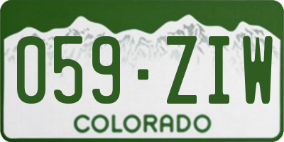 CO license plate 059ZIW