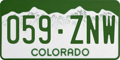 CO license plate 059ZNW