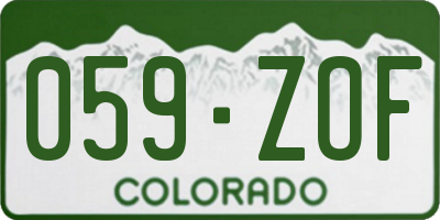 CO license plate 059ZOF