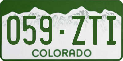 CO license plate 059ZTI
