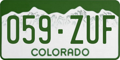CO license plate 059ZUF
