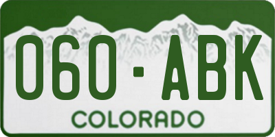 CO license plate 060ABK