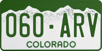 CO license plate 060ARV