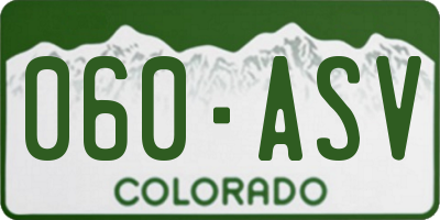 CO license plate 060ASV