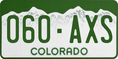 CO license plate 060AXS