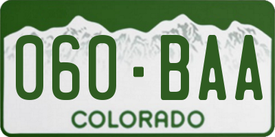 CO license plate 060BAA