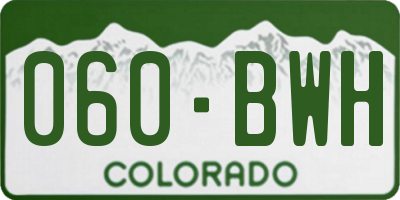 CO license plate 060BWH