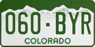 CO license plate 060BYR