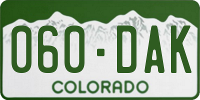CO license plate 060DAK