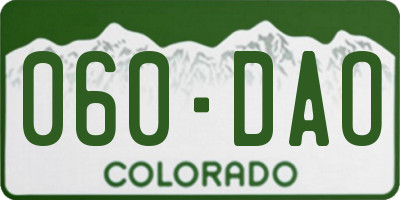 CO license plate 060DAO