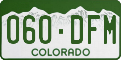CO license plate 060DFM
