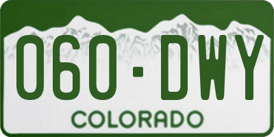 CO license plate 060DWY