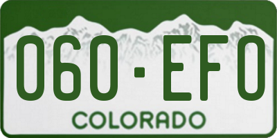 CO license plate 060EFO