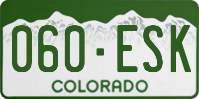 CO license plate 060ESK