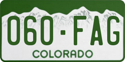 CO license plate 060FAG