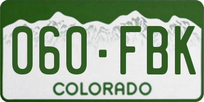 CO license plate 060FBK