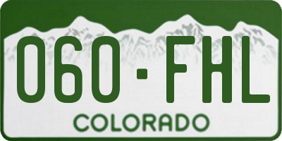 CO license plate 060FHL
