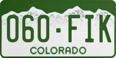 CO license plate 060FIK