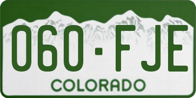 CO license plate 060FJE