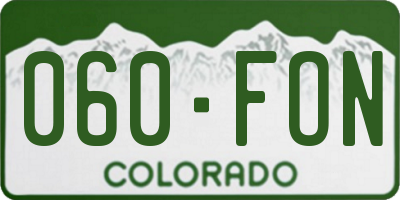CO license plate 060FON
