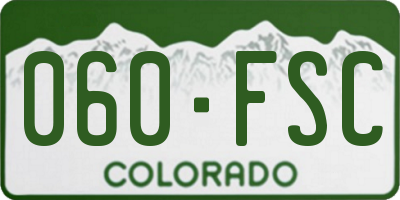 CO license plate 060FSC