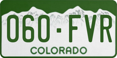 CO license plate 060FVR