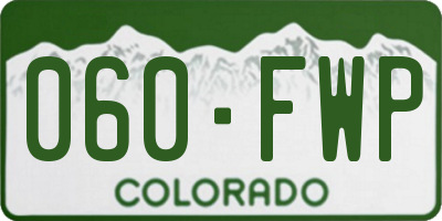 CO license plate 060FWP