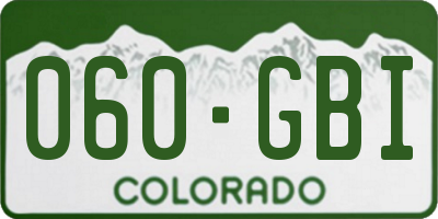 CO license plate 060GBI