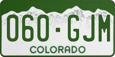 CO license plate 060GJM