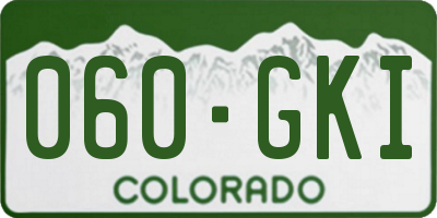 CO license plate 060GKI