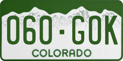 CO license plate 060GOK