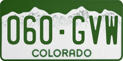 CO license plate 060GVW