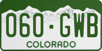CO license plate 060GWB