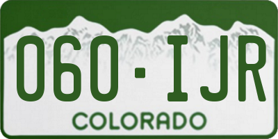 CO license plate 060IJR