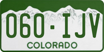 CO license plate 060IJV