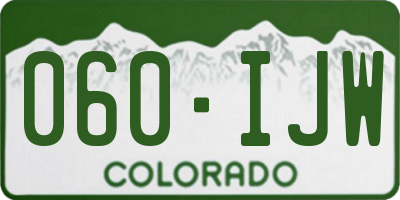 CO license plate 060IJW