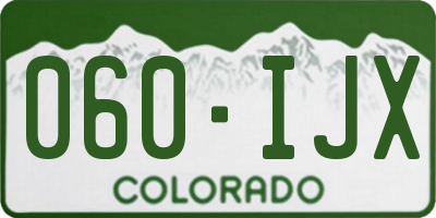 CO license plate 060IJX