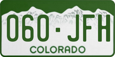 CO license plate 060JFH