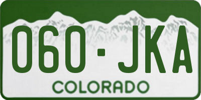 CO license plate 060JKA