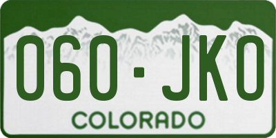 CO license plate 060JKO