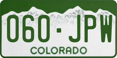 CO license plate 060JPW