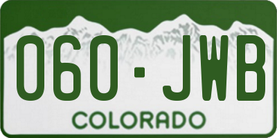 CO license plate 060JWB