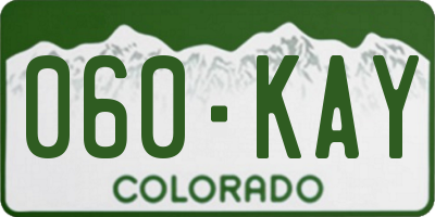 CO license plate 060KAY