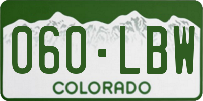 CO license plate 060LBW